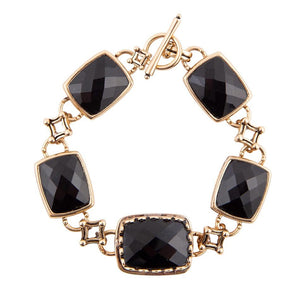 Black Onyx Golden Link Bracelet by Barse Jewelry