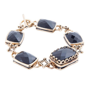 Black Onyx Golden Link Bracelet detail view by Barse Jewelry