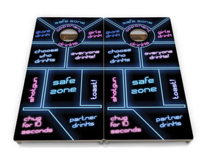 Drinking Game Black Background Cornhole Boards - Professional Tournament Series