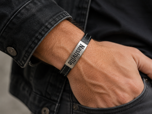 Men’s Vegan Leather Nashville Bracelet by N Harmony Jewelry, Southern food gift detail photo 3