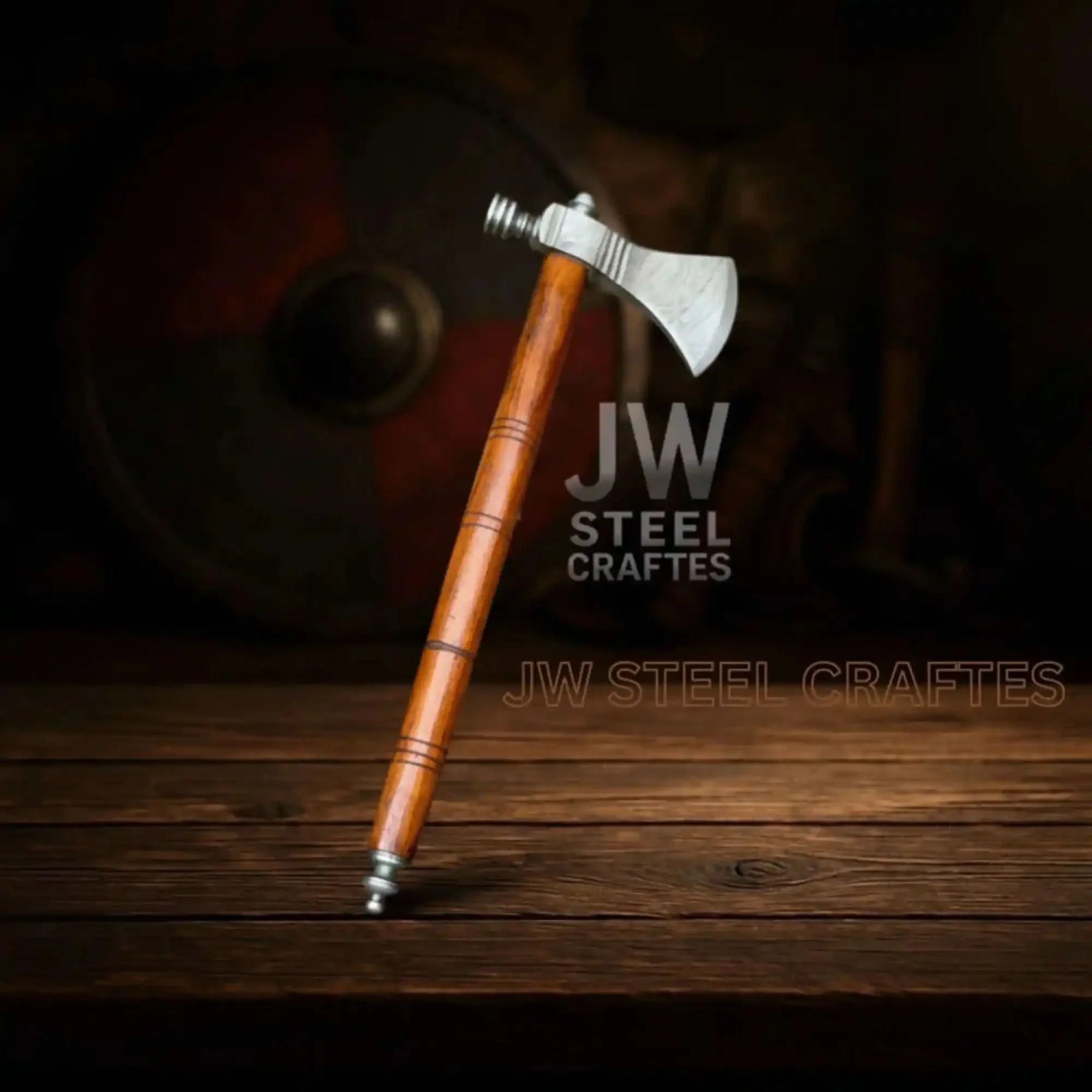Damascus Pipe Tomahawk Hand Forged Viking Axe by JW SteelCrafts, Southern handmade gift detail photo 4