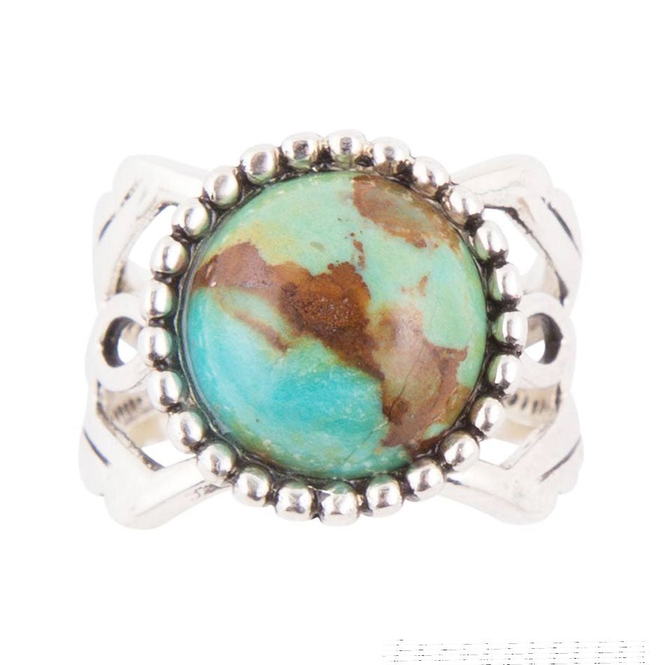 Blessing Blue Turquoise and Sterling Silver Ring detail view by Barse Jewelry