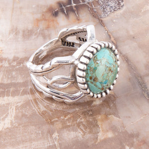 Blessing Blue Turquoise and Sterling Silver Ring detail view by Barse Jewelry