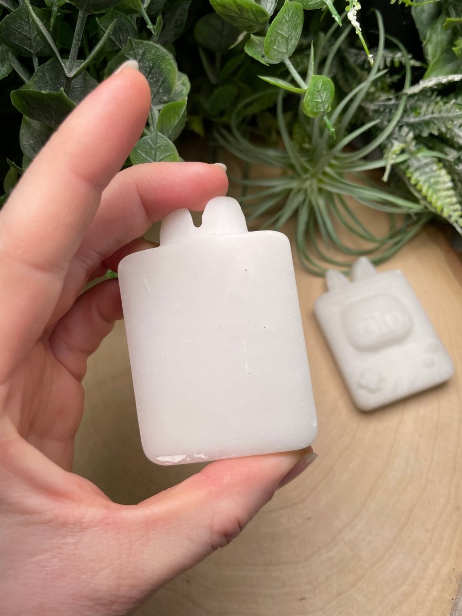 Blindbox Bunny Gameboy in White Synthetic Jade detail view by Copper Ashes