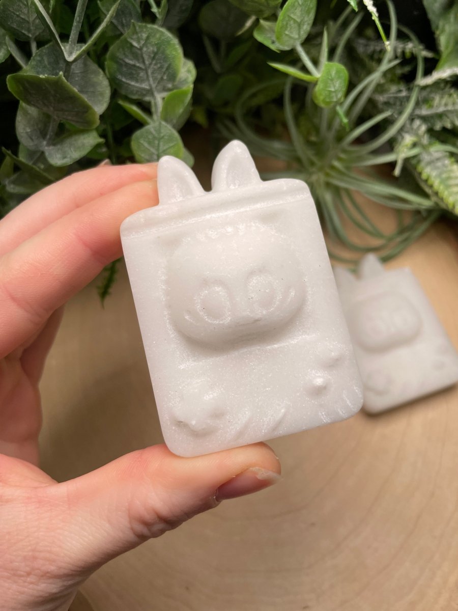 Blindbox Bunny Gameboy in White Synthetic Jade detail view by Copper Ashes