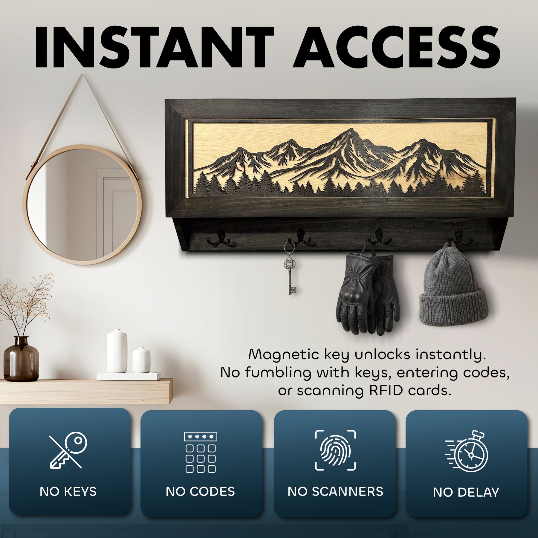 Mountain Scene Concealed Gun Storage Coat, Key, Bag Storage by Bellewood Designs, handmade leather goods detail photo 4
