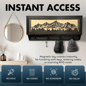 Mountain Scene Concealed Gun Storage Coat, Key, Bag Storage by Bellewood Designs, handmade leather goods detail photo 4