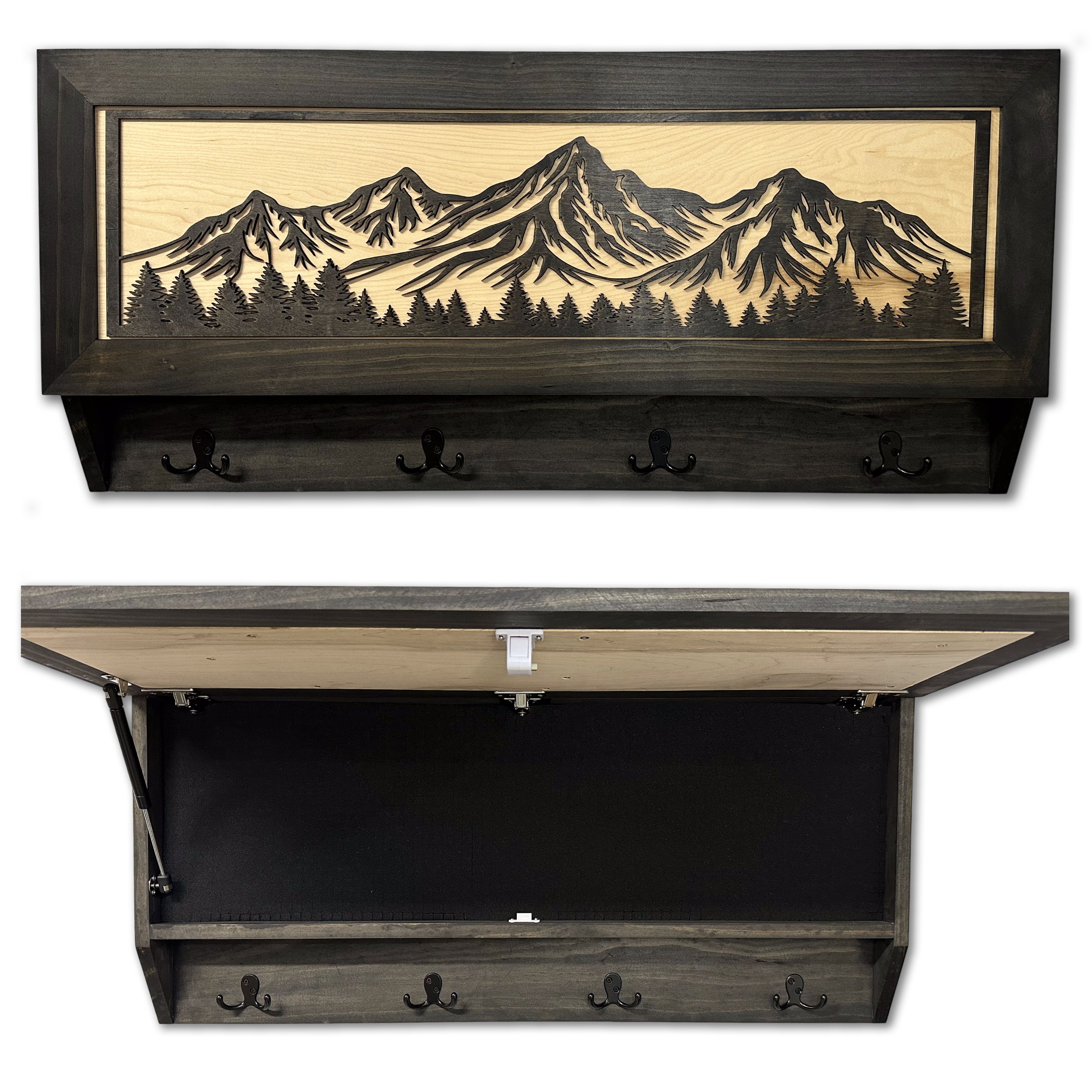 Mountain Scene Concealed Gun Storage Coat, Key, Bag Storage by Bellewood Designs, handmade leather goods main product photo