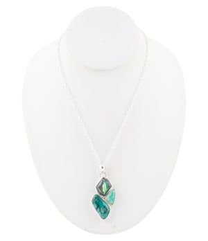 Blue Abalone Fire Sterling Silver Cluster Pendant Necklace detail view by Barse Jewelry