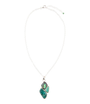 Blue Abalone Fire Sterling Silver Cluster Pendant Necklace detail view by Barse Jewelry