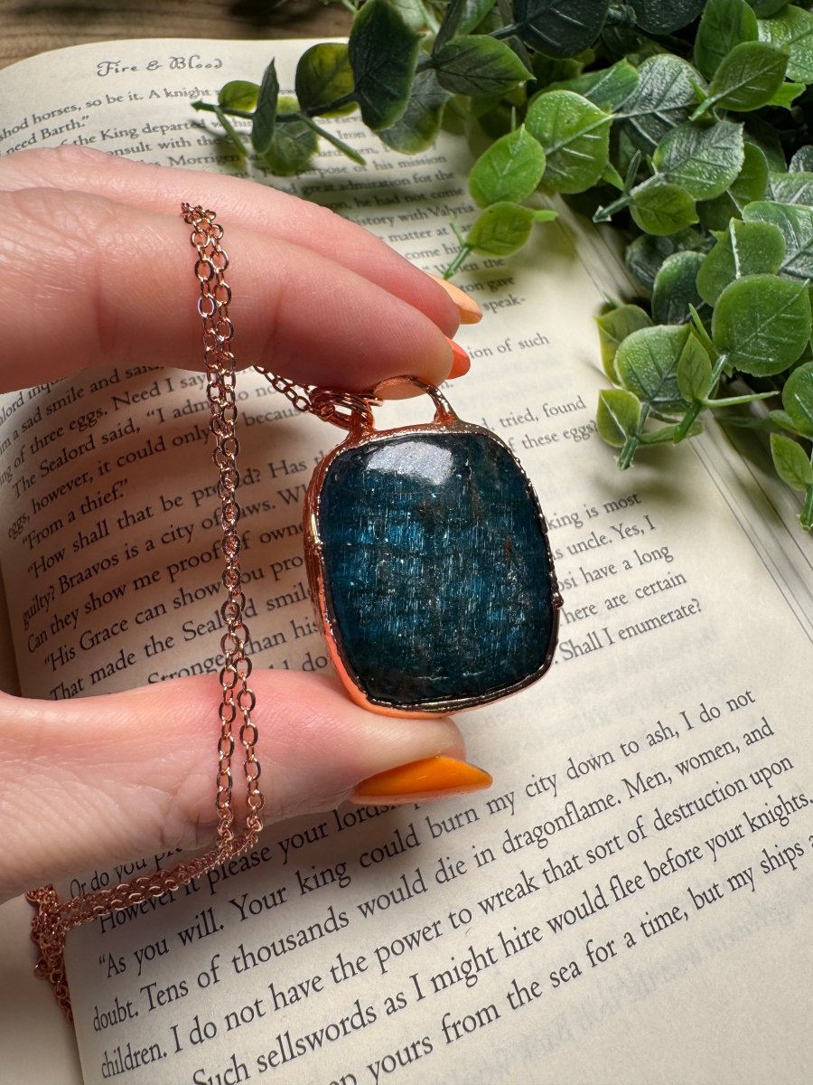 Blue Apatite Necklace by Copper Ashes
