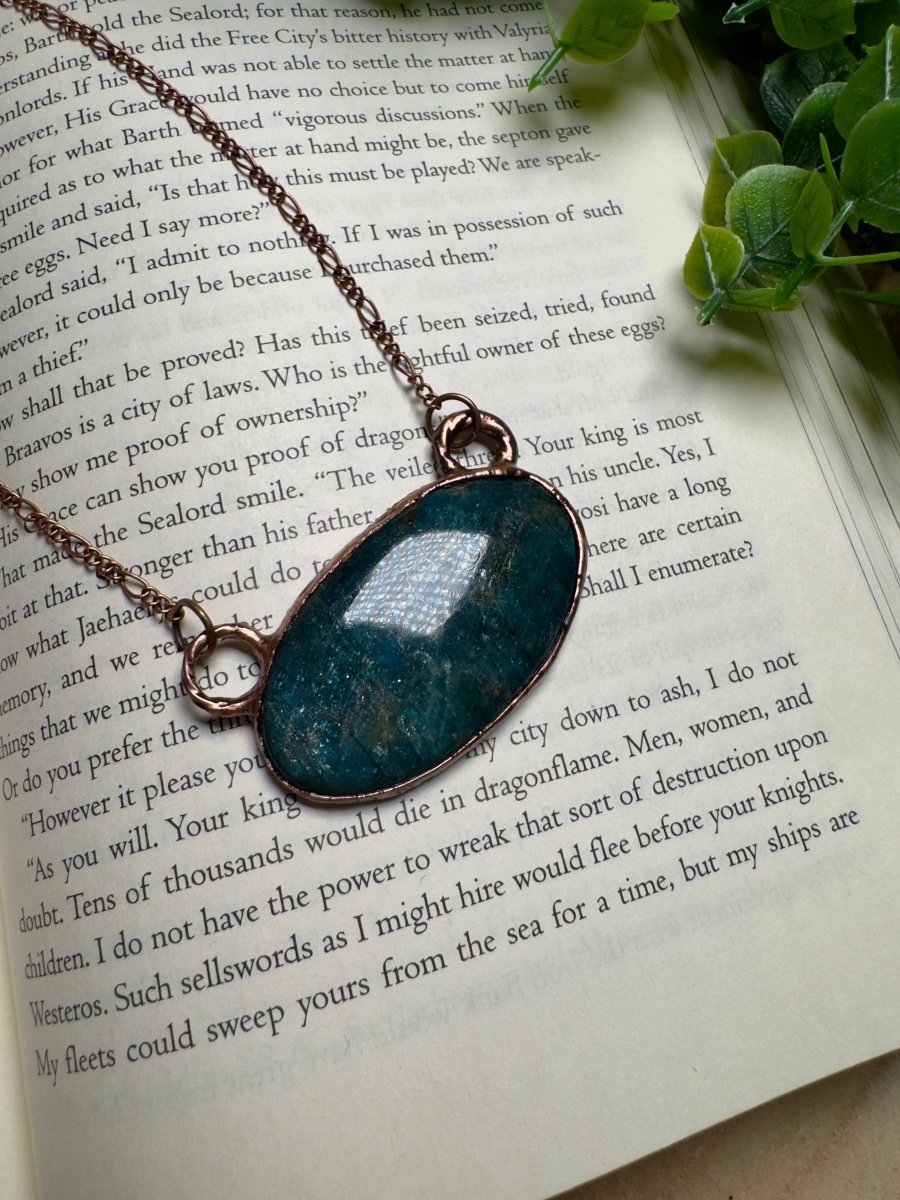 Blue Apatite Necklace by Copper Ashes