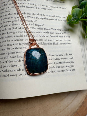 Blue Apatite Necklace detail view by Copper Ashes