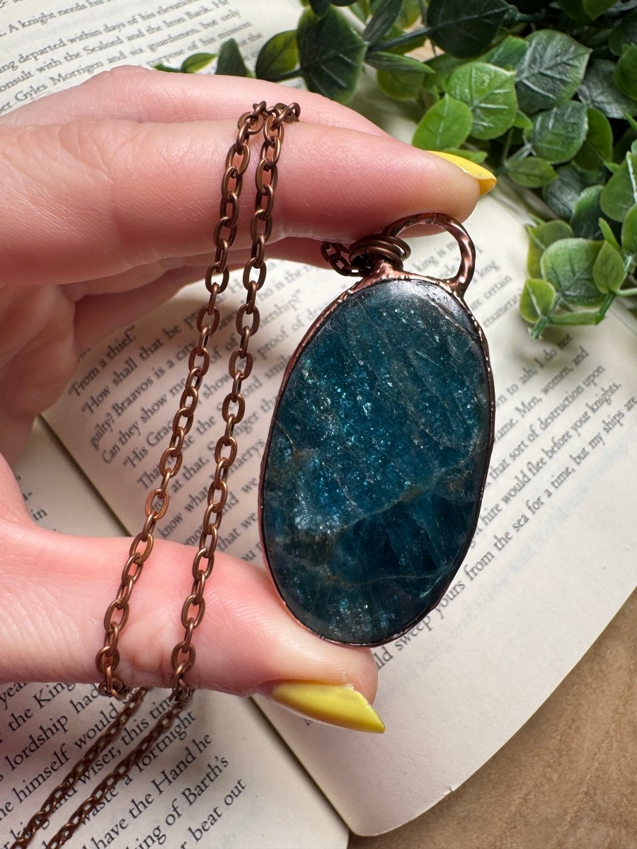 Blue Apatite Necklace by Copper Ashes
