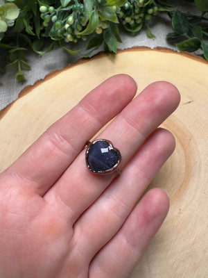 Blue Aventurine Heart Ring Size 6 by Copper Ashes