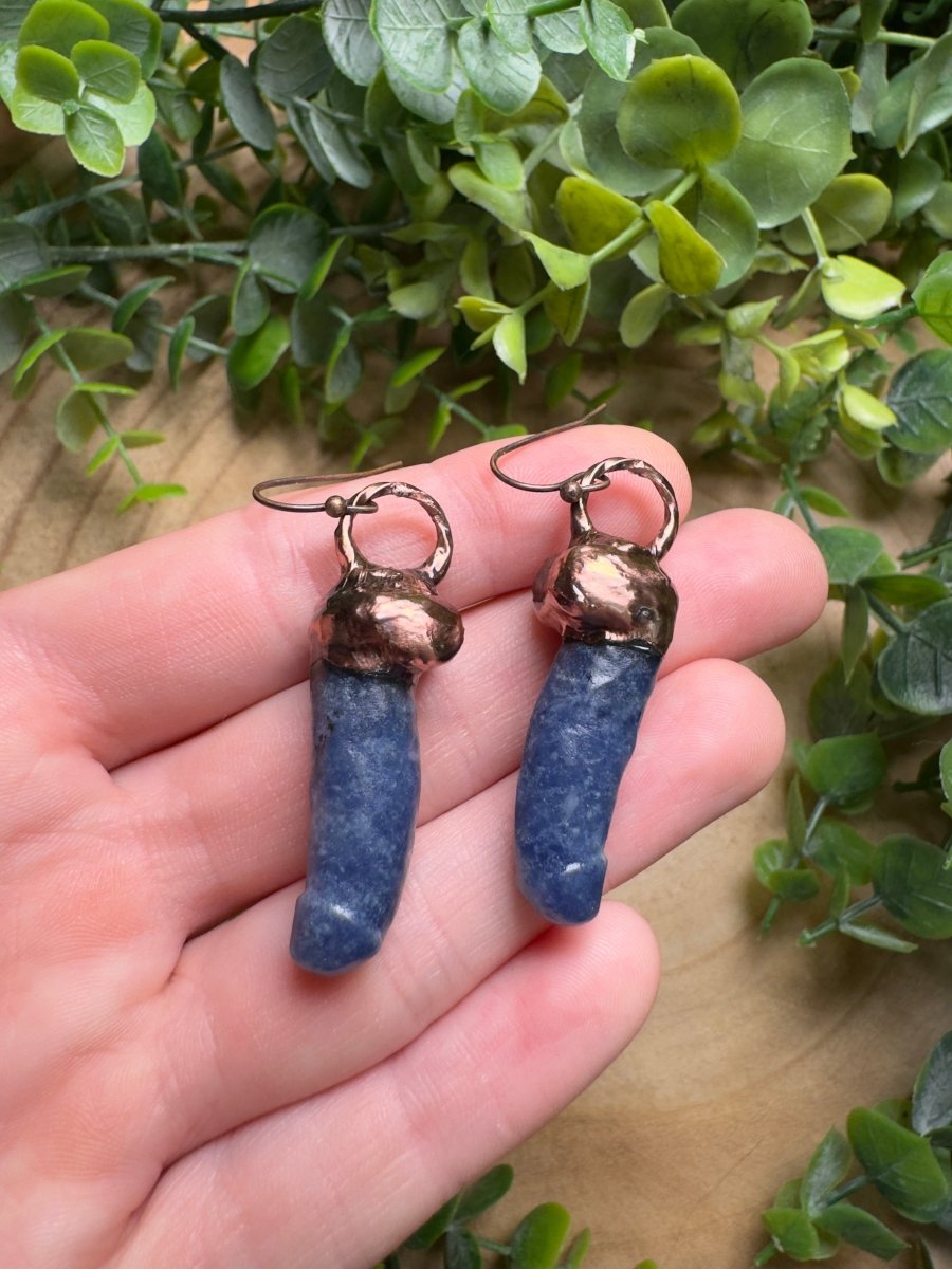 Blue Aventurine Penis Earrings by Copper Ashes