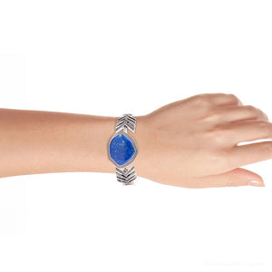 Blue Lapis and Sterling Silver Statement Cuff detail view by Barse Jewelry
