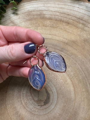Blue Opalite Yoni Earrings detail view by Copper Ashes