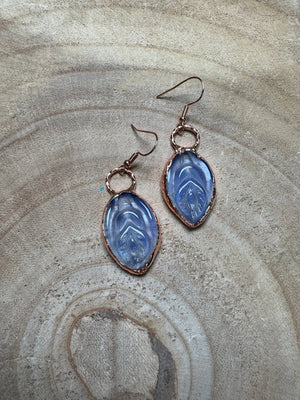 Blue Opalite Yoni Earrings detail view by Copper Ashes