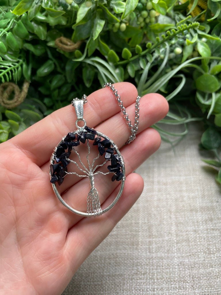 Blue Sandstone Tree of Life Necklace by Copper Ashes