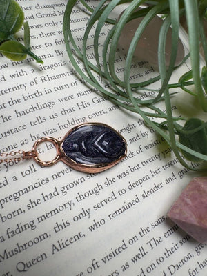 Blue Sandstone Yoni Necklace detail view by Copper Ashes