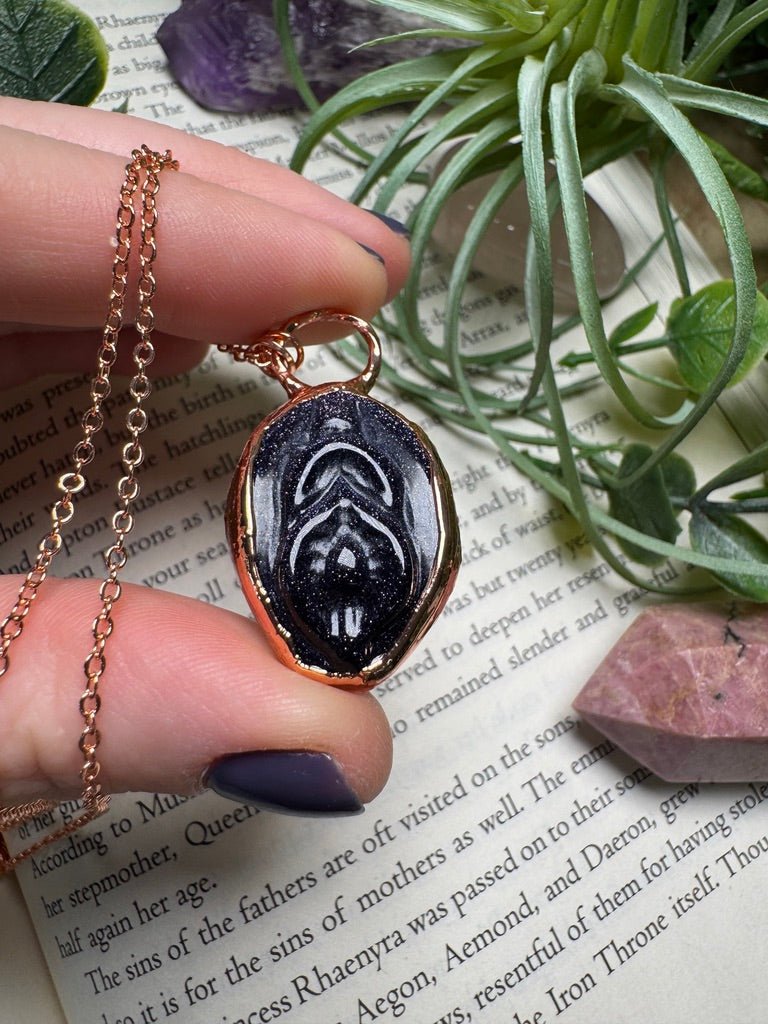 Blue Sandstone Yoni Necklace detail view by Copper Ashes