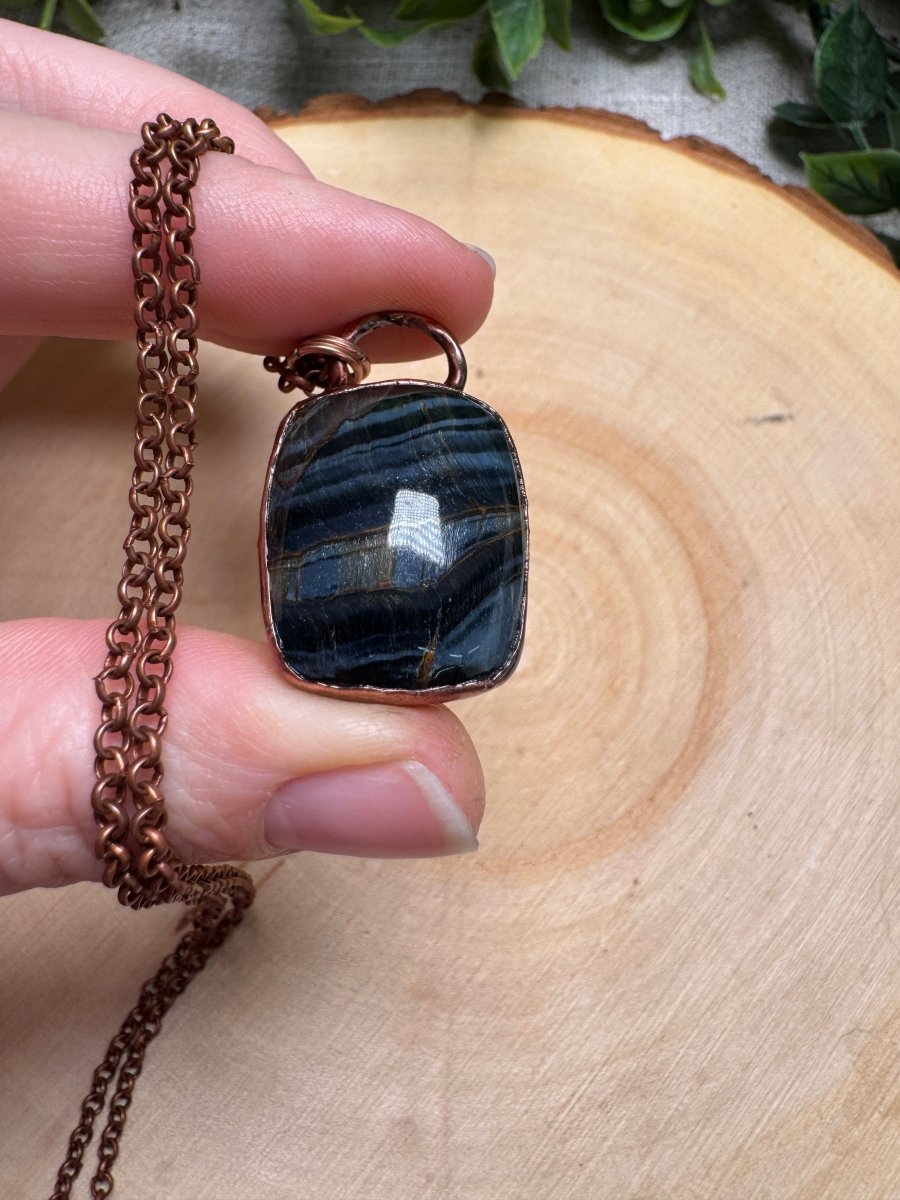Blue Tigers Eye Necklace by Copper Ashes