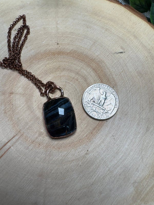 Blue Tigers Eye Necklace detail view by Copper Ashes