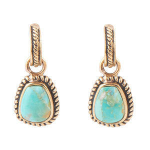 Blue Turquoise Golden Roped Earrings by Barse Jewelry