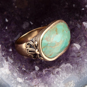 Blue Turquoise Oval Statement Ring detail view by Barse Jewelry