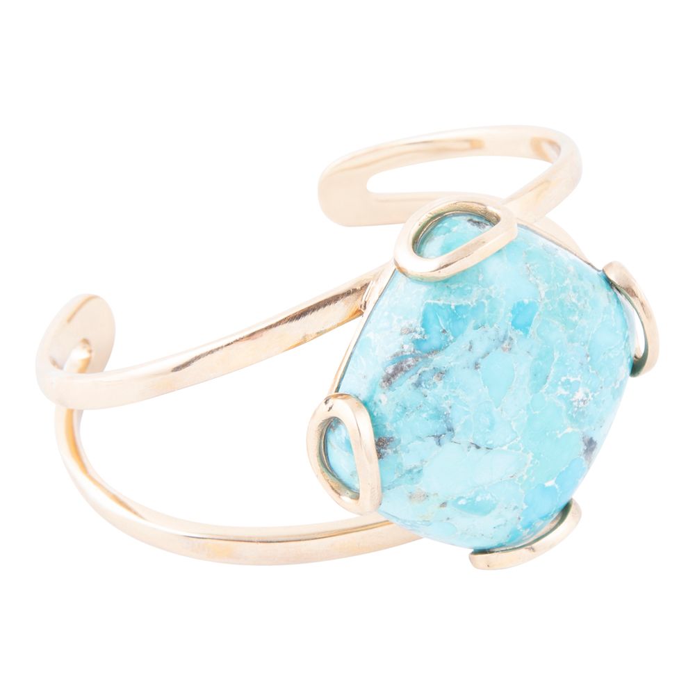 Blue Turquoise Rhombus Statement Cuff Bracelet by Barse Jewelry