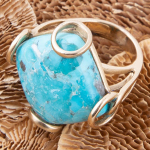 Blue Turquoise Rhombus Statement Ring detail view by Barse Jewelry