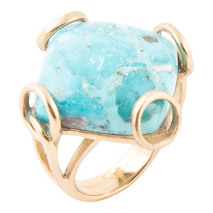Blue Turquoise Rhombus Statement Ring by Barse Jewelry