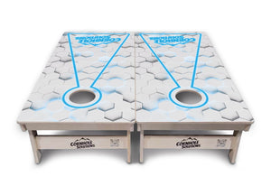 Glow Hole White Background Cornhole Boards - Professional Tournament Series