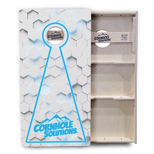 Glow Hole White Background Cornhole Boards - Professional Tournament Series