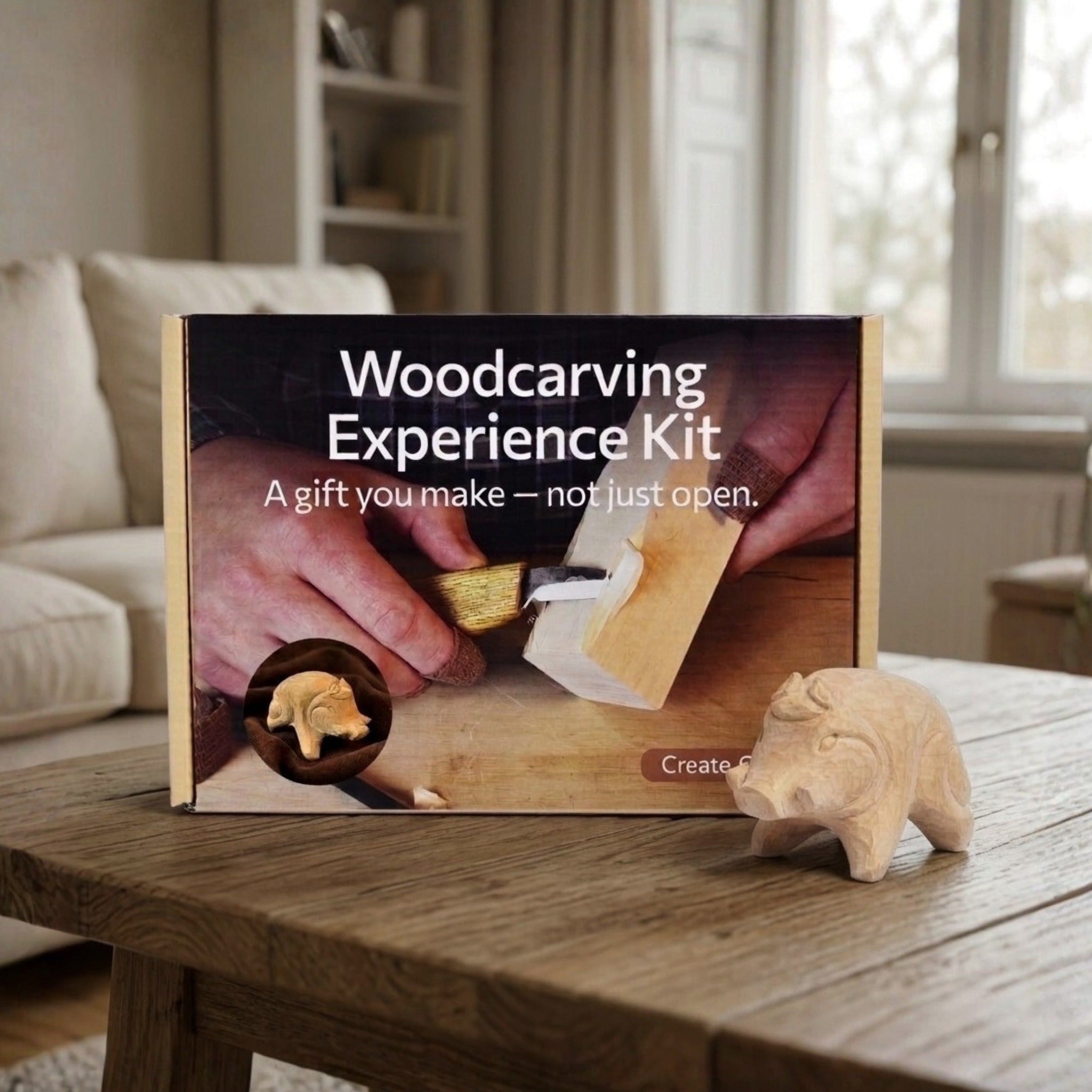 Boar Carving Kit - Complete Starter Whittling Kit for Beginners, Adults, Teens, and Kids by Sharky Forged Steel Tools