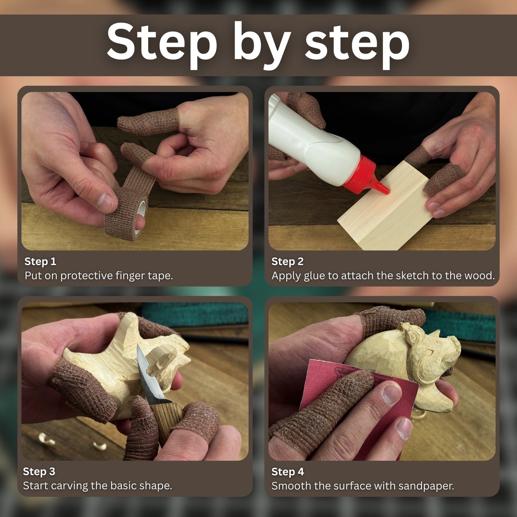 Boar Carving Kit - Complete Starter Whittling Kit for Beginners, Adults, Teens, and Kids detail view by Sharky Forged Steel