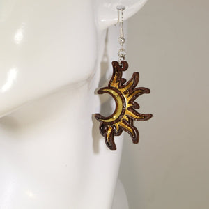 Sun Moon Wooden Earrings | Celestial Boho Jewelry