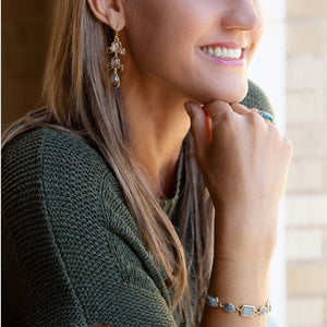 Bold Labradorite and Bronze Toggle Bracelet detail view by Barse Jewelry