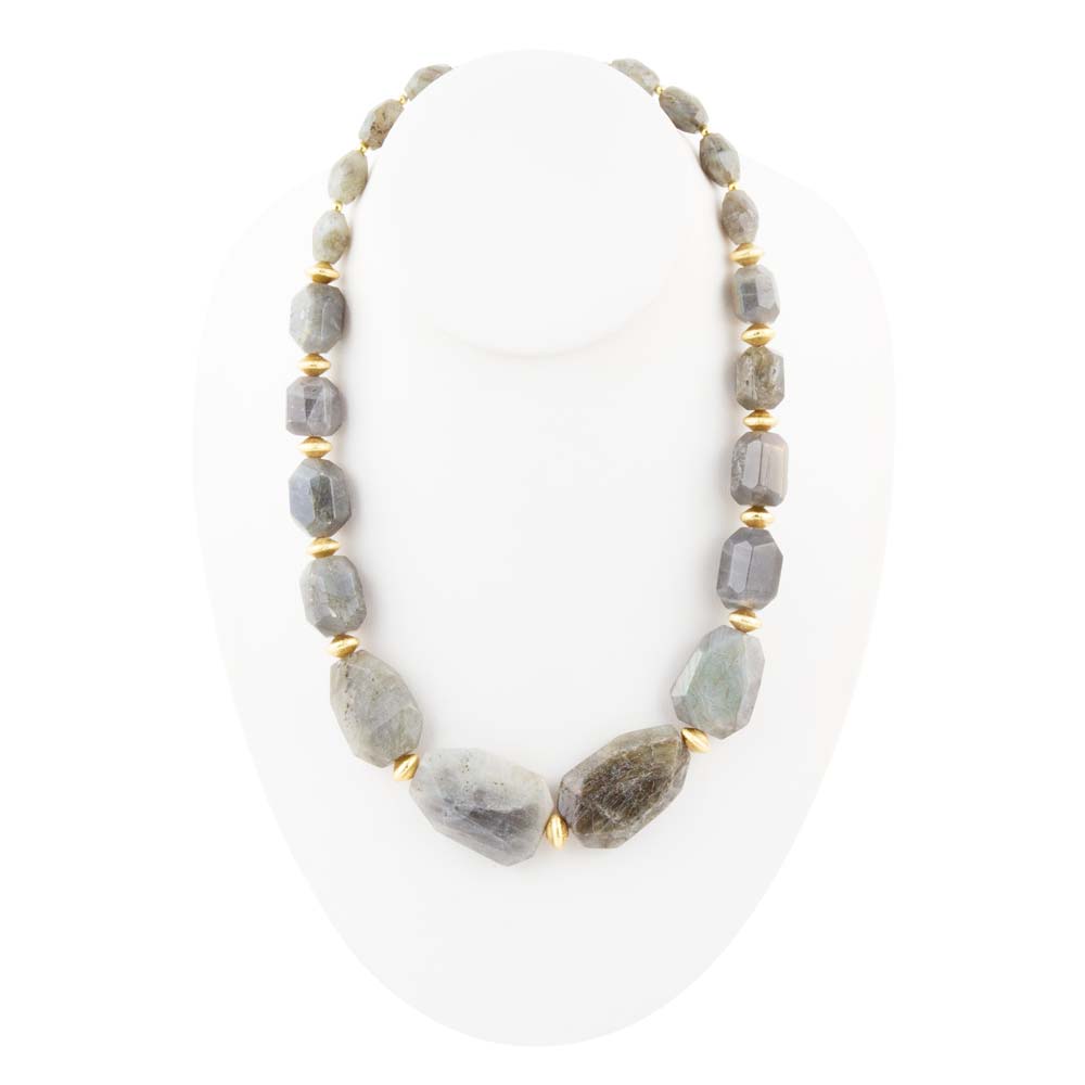 Bold Labradorite Statement Necklace detail view by Barse Jewelry