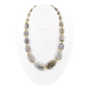Bold Labradorite Statement Necklace detail view by Barse Jewelry