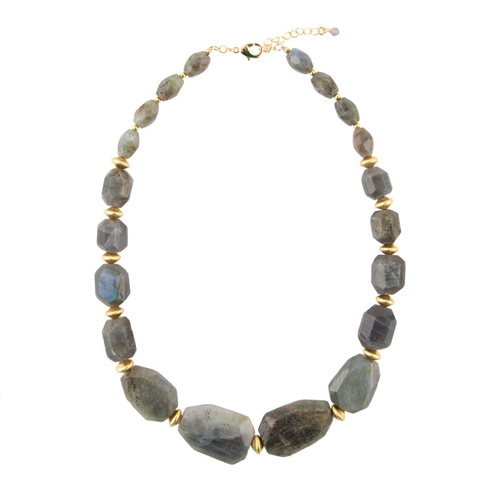 Bold Labradorite Statement Necklace detail view by Barse Jewelry