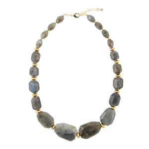 Bold Labradorite Statement Necklace detail view by Barse Jewelry