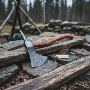 Custom Handmade 20" Damascus steel Best Bearded Felling Hatchet Axe by JW SteelCrafts, Southern lifestyle apparel main product photo