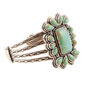 Blue Turquoise Golden Statement Cuff Bracelet by Barse Jewelry