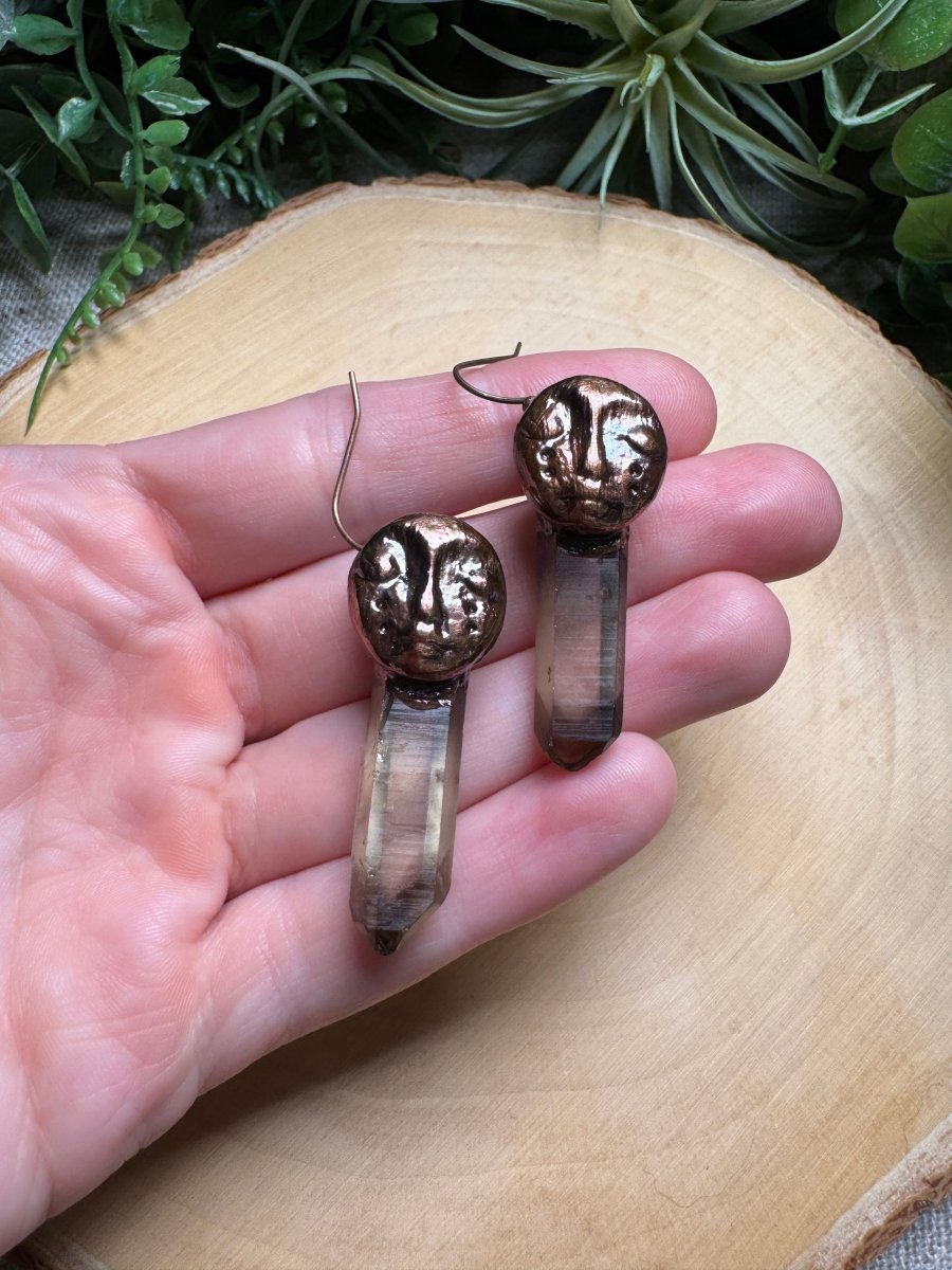 Brooklyn- Smoky Quartz Goddess Earrings by Copper Ashes