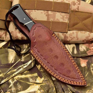 Handcrafted Stainless Steel Outdoor Knife with Black Resin Handle | JW SteelCrafts by JW SteelCrafts, Damascus knife detail photo 2