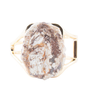 Brown Ocean Jasper Slab Golden Cuff Bracelet detail view by Barse Jewelry