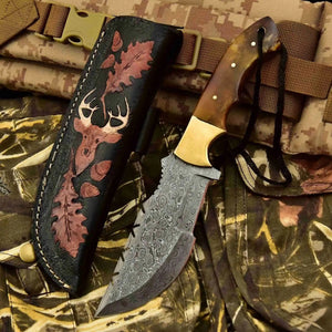 Damascus Steel Tracker Knife – Multiple Handle Colors | JW SteelCrafts by JW SteelCrafts, Damascus knife detail photo 4