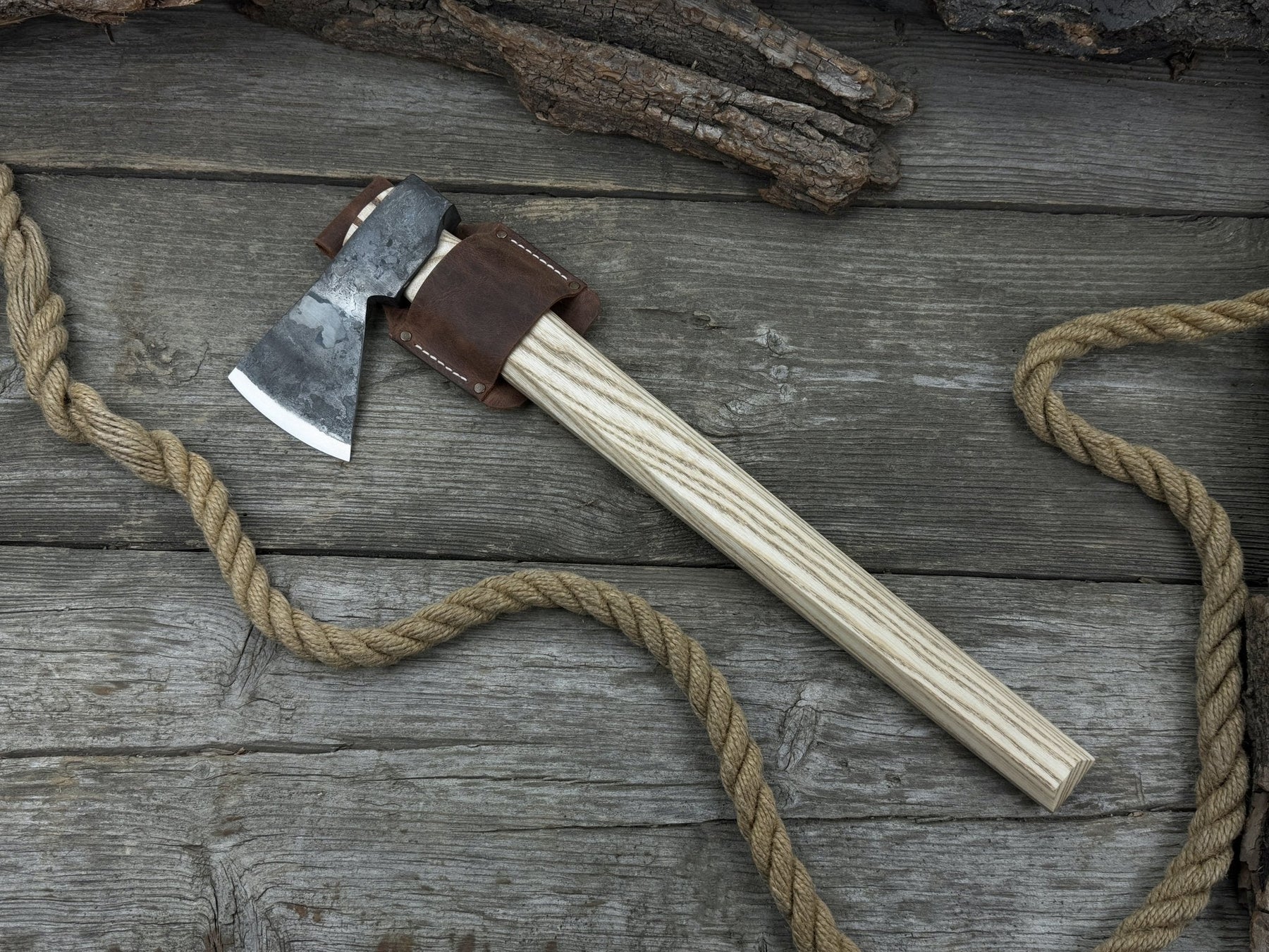 Bushcraft Axe – Camping Hatchet 0.74 kg 1.63 lb detail view by Sharky Forged Steel Tools